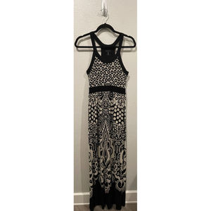 ATHLETA Geometric Black Print Maxi Dress